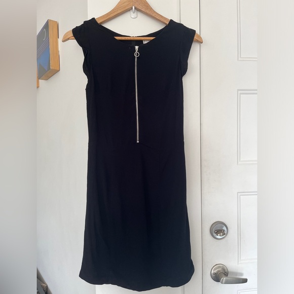 Mango black capped sleeve zip front short dress - Picture 1 of 6